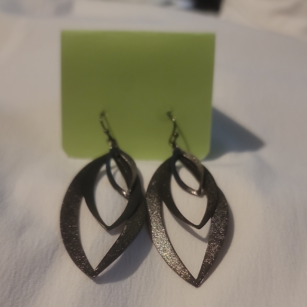 Black Leaf Drop Earrings
